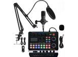Aiorber Set Di Schede Audio Live Con Microfono, Interfaccia Audio, Usb, Numerosi Effetti, Mixer Per Streaming/Podcast, Nero