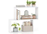 Costway Libreria A 3 Livelli, Scaffale In Legno Con 2 Scomparti, Scaffale Portaoggetti, Scaffale Espositivo Per Soggiorno, Studio, Ufficio, Bianco
