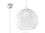 Lampada A Sospensione Ball Trasparente 1Xe27 15W Acciaio/Vetro 120X30X30Cm Sollux Lighting