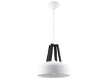Lampada A Sospensione Casco Bianco/Nero 1Xe27 15W Acciaio/Legno 85X30X30Cm Sollux Lighting