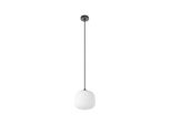 Lampadario Contemporaneo Mantunalle 1 Luce Acciaio Nero Vetro Bianco