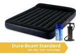 Intex Pillow Rest - Materasso Ad Aria - Doppio - King Size - Con Kit Di Riparazione E Pompa A Mano - 203X183X25 Cm - Pvc - Blu Scuro