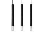 Lampada A Sospensione Wezyr 3 Nero 3Xg9 8W Acciaio/Vetro 120X6X45Cm Sollux Lighting
