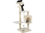Tiragraffi Lionto Per Gatti Alto 112 Cm, Con Grotta, Corda In Sisal, Palline Di Peluche E Supporto A Parete, Albero Compatto Per Arrampicarsi, Beige/Bianco
