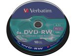 Verbatim 43552 1X10 Verbatim DVD-RW 4,7GB 4X Speed, Matt Silver Cakebox