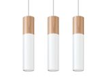 Lampada A Sospensione Pablo 3 Bianco 3Xgu10 10W Acciaio/Legno 90X6X45Cm Sollux Lighting