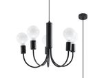 Lampadario Piccolo 5 Nero 5Xe27 15W Acciaio 100X45X45Cm Sollux Lighting