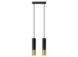 Lampada A Sospensione Loopez 2 Nero/Oro 2Xgu10 10W Acciaio 90X6X30Cm Sollux Lighting
