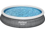 Set Per Piscina Fuori Terra Bestway® Fast Set™ Con Pompa Filtro Ø 457 X 84 Cm, Look Rattan (Grigio Ardesia), Rotondo