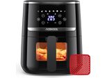 Heißluftfritteuse 5QT XXL Friteuse Heissluft Fritteusen Air Fryer mit Silicon Liner, 8 Presets Geräuscharme Air Fryers mit Sichtfenster