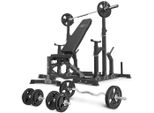 Marbo Sport - Set MS11_2.0_83KG_G | Panca Pesi Regolabile Bifacciale + Supporto Regolabile + Barra Gommata E Set Di Piastre Pesi 83 Kg