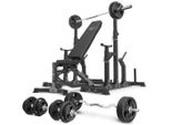 Marbo Sport - Set MS11_2.0_113KG | Panca Pesi Regolabile Bifacciale + Cavalletti Regolabili + Barra E Piatto Pesi 113 Kg