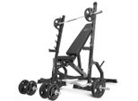 Marbo Sport - Set MS8_2.0_83KG | Panca Pesi Regolabile Bifacciale + Supporto Multilivello (2 Pezzi) + Set Di Barre E Piastre Pesi 83 Kg