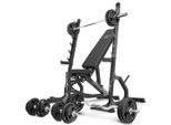 Marbo Sport - Set MS8_2.0_113KG | Panca Pesi Regolabile Bifacciale + Supporto Multilivello (2 Pezzi) + Set Di Barre E Piastre Pesi 113 Kg
