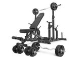 Marbo Sport - Set MS2_2.0_113KG_G | Panca Bifacciale + Supporti Regolabili + Barra E Piastre Gommate Set 113 Kg