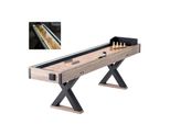 Tavolo Da Shuffleboard Vevor, Shuffleboard Lungo 9 Piedi Con Illuminazione A Led Per La Sala Giochi Della Famiglia, Set Da Gioco Combinato Shuffleboard E Bowling 2 In 1, Con Campo Da Gioco Antigraffio, Gambe, 8 Dischi, Set Da Bowling, Cera, Spazzola