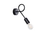Lampada Da Parete Loop Nero 1Xe27 15W Acciaio 20X8X25Cm Sollux Lighting