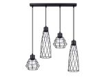 Lampada A Sospensione Suba 4L Nero 4Xe14 10W Acciaio 120X15X58Cm Sollux Lighting