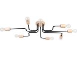 Lampadario Timbo 8 Nero 8Xe27 15W Acciaio/Legno 16.5X60X100Cm Sollux Lighting