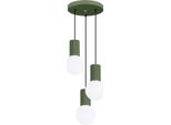 Lampada A Sospensione Halo 3P Verde Oliva 3Xg9 8W Alluminio/Vetro 125X25X25Cm Sollux Lighting