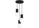 Lampada A Sospensione Halo 3P Nero 3Xg9 8W Alluminio/Vetro 125X25X25Cm Sollux Lighting