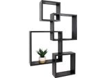 Scaffale A Parete HWC-P23, Scaffale Galleggiante Decorazione A Parete Scaffale Sospeso Scaffale A Cubo Scaffale Di Design, 4 Ripiani ~ Nero