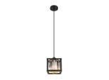 Globo Lighting Lampada A Sospensione In Metallo Nero Opaco, Cristalli Di Vetro Color Fumo, Lxlxh: 170X170X1200Mm, Escl. 1X E27 40W 230V