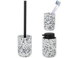 Badaccessoire-Set "»Tosi«", Weiß, Edelstahl, Polyresin (Kunststein), SchÖNer WOHNEN-KOLLEKTION, Badaccessoires-Sets, Aus Polyresin, Mit Zahnputzbecher, Seifenspender & Wc-Garnitur