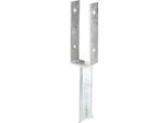 U-PfostenträGer Alberts, Grau (Feuerverzinkt), B:7,1Cm T:5Cm, Stahl, Bodenanker, Feuerverzinkt, Lichte Breite 71 Mm, LäNge Betonanker 200 Mm