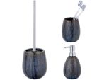 Badaccessoire-Set "»Ronta«", Braun, Strukturiert, Edelstahl, Keramik, SchÖNer WOHNEN-KOLLEKTION, Badaccessoires-Sets, Aus Keramik, Mit Zahnputzbecher, Seifenspender Und Wc-Garnitur