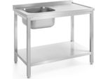 Hendi Lavabo Con Ripiano - Avvitato, Profondità 700 Mm, Linea Cucina, Sinistra, 1000X700X(H)850Mm