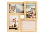 Bilderrahmen Collage QUEENCE Rahmen 3D Holz in braun, beige (natur), B:29cm H:29cm T:3cm, MDF, Bilderrahmen, Platz für 4 Fotos in 10x15cm