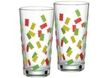 GläSer-Set Ritzenhoff & Breker "Haribo Allover, 380 Ml", Bunt, B:8Cm H:14,5Cm Ø:8Cm, Glas, TrinkgefäßE, SpüLmaschinengeeignet
