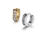 Creolen-Set Firetti "Multipack Schmuck Geschenk Ohrschmuck Creolenset", Gelb (Edelstahlfarben, Gelbgoldfarben, Kristallweiß, Kristallweiß), Ohrringe, Damen, 13Mm, Edelstahl, Mit Zirkonia (Synth.)