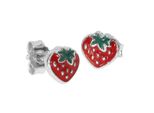 Paar Ohrstecker OSTSEE-SCHMUCK "Ostsee-Schmuck Ohrstecker Erdbeere Ohrstecker Erdbeere", Rot, Ohrringe, Damen, 6 X 6Mm, Silber 925 (Sterlingsilber)