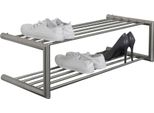 Schuhregal Spinder Design, Grau (Edelstahl), B:80Cm H:23Cm T:33,5Cm, Metall, Regale, Schuhregal, Edelmetall, Edelstahl