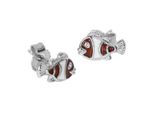 Paar Ohrstecker OSTSEE-SCHMUCK "Ostsee-Schmuck Ohrstecker Kleiner Fisch Ohrstecker Kleiner Fisch", Rot, Ohrringe, Damen, 9 X 5Mm, Silber 925 (Sterlingsilber)