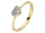 Goldring Jobo "Herz" Gr. 58, Gelb (Gelbgold 375), Fingerringe, Damen, 58, Gelbgold 375, Goldring, 375 Gold Mit 11 Zirkonia