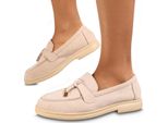 Mocassino Donna Slip On Scarpe Metà Scarpe Eleganti Mocassino Business Alisa Beige Taglia 40
