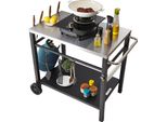 Vevor Carrello Di Servizio Carrello Da Cucina 100 X 64 X 83,5 Cm Carrello Da Pranzo Per Barbecue All'aperto Con Doppio Ripiano, Tavolo Mobile Da Barbecue Per La Preparazione Dei Cibi, Piano D'appoggio Multifunzionale In Acciaio Inox