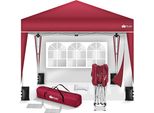Tillvex Gazebo 3X3M Impermeabile Rosso - Con 2 Pannelli Laterali | Gazebo Pop-Up Pieghevole Regolabile In Altezza | Tenda Da Giardino Protezione Uv 50+ | Tenda Da Festa Con Borsa Per Giardino