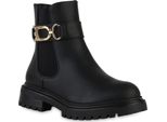 Van Hill Donna Stivali Biker Leggermente Foderati Scarpe Con Suola Profilata 841324, Colore: Nero, Taglia: 37