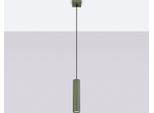 Lampada A Sospensione Karbon 1 Verde Oliva 1Xgu10 10W Alluminio 118X8X8Cm Sollux Lighting