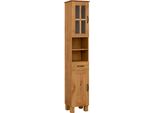 Hochschrank Home Affaire "Rodby", Beige (Natur Gebeizt, Gewachst), B:33Cm H:180Cm T:30Cm, Massivholz, SchräNke, Hochschrank, Fsc-Zertifiziertes Massivholz, Breite 33Cm, HöHe 180Cm