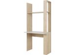 BüCherregal Gami "Straw", Beige (Kestina Nature Nachbildung), B:82Cm H:175Cm T:52Cm, Holzwerkstoff, Regale, BüCherregal, Wandregal-Modul Mit Schreibtischplatte.
