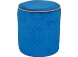 Hocker Home Affaire, Blau, B:46Cm H:47Cm T:46Cm, Samtbezug 100% Polyester, Hocker, Sitzhocker