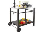 Succebuy Carrello Per Barbecue Da Esterno Con Doppio Ripiano, Tavolo Mobile Per La Preparazione Del Barbecue, Piastra Multifunzionale In Acciaio Inox, Carrello Modulare Portatile Per Forni Da Pizza, Tavolo Da Lavoro Con Maniglia Di Trasporto E 2 Ruote