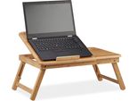 Relaxdays Tavolo Per Laptop Regolabile In Altezza Per Letto, Tavolo Per Notebook In Bambù Con Cassetto, Hxlxp: 30 X 69 X 35 Cm, Natura
