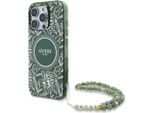 Guess Guhmp16Xhcpofpa Iphone 16 Pro Max 6.9 Zielony/Verde Custodia Rigida Iml Fiori Allover Electro Con Cinturino Perla Magsafe