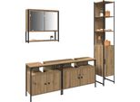 Vidaxl Set Di Mobili Da Bagno Con Ripiano 4 Pezzi Materiale Artigianale A Base Di Legno Di Quercia